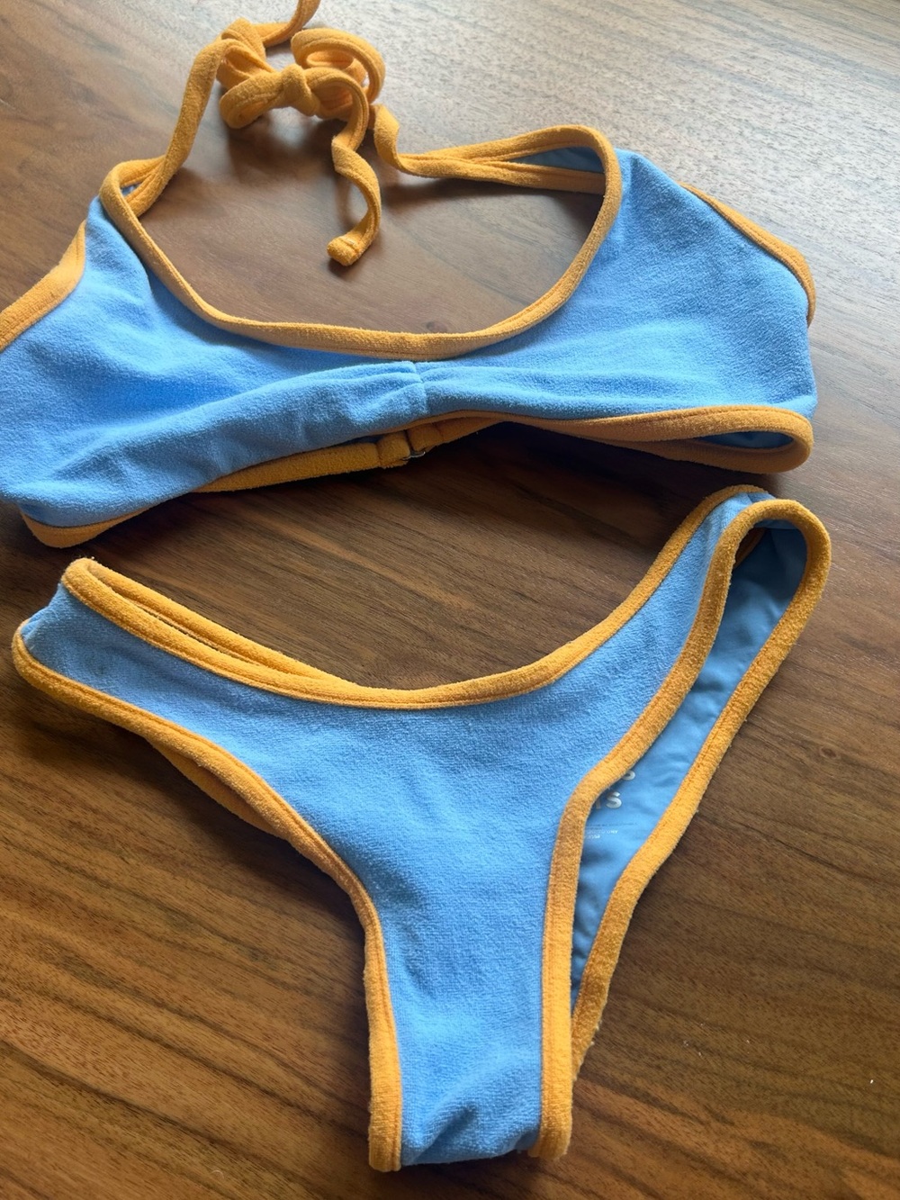 Frankies Bikinis Terry bikini Set - Bluebird Small bottoms XL top